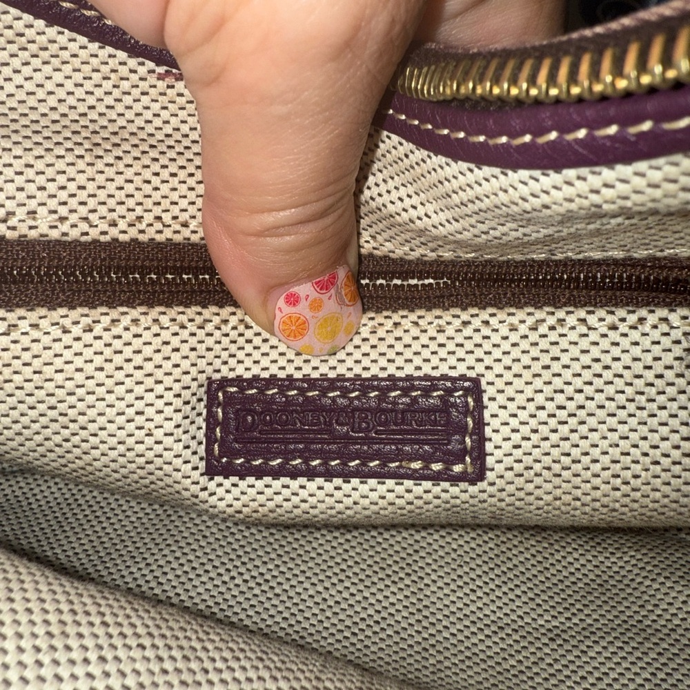 Dooney & Bourke Burgundy and Purple Vintage Signature Shoulder Bag - Picture 6 of 9
